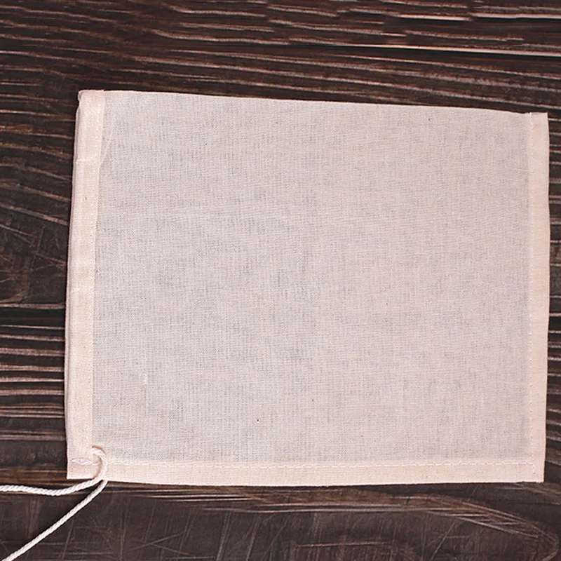 Cotton Gauze Filter Te Bags 5pcs Empty Pocket Drawstring Bag Reusable Spice Sachets Big Size Soup Bag Tea Bags Kitchen Supplies