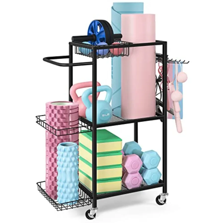 

Стойка для хранения ковриков для йоги LIANTRAL - Металлический органайзер для спортзала, для ковриков для йоги, пенных роликов, фитнес-оборудования, экономия места, для тренировочного оборудования