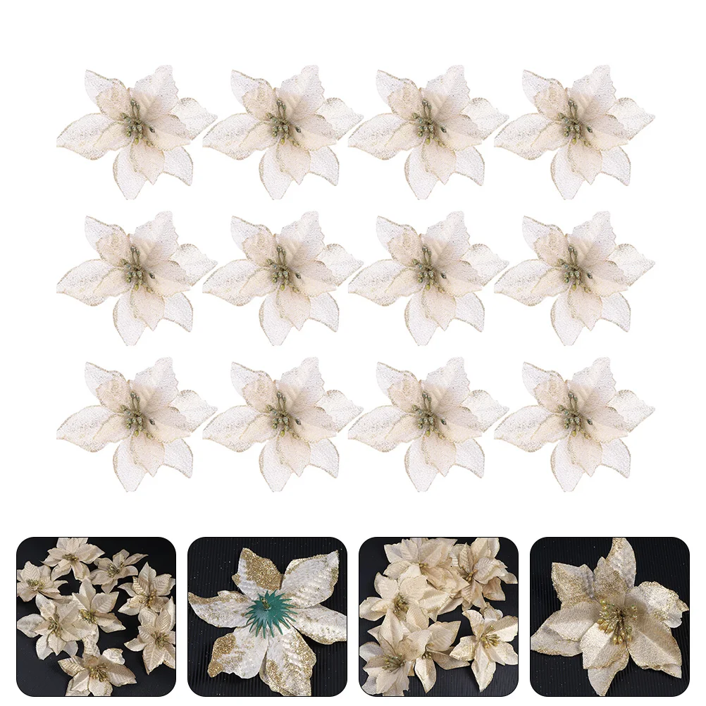 

32 Pcs Christmas Flower Decoration New Artificial Flowers Garlands Fake Simulated Festival Tree
