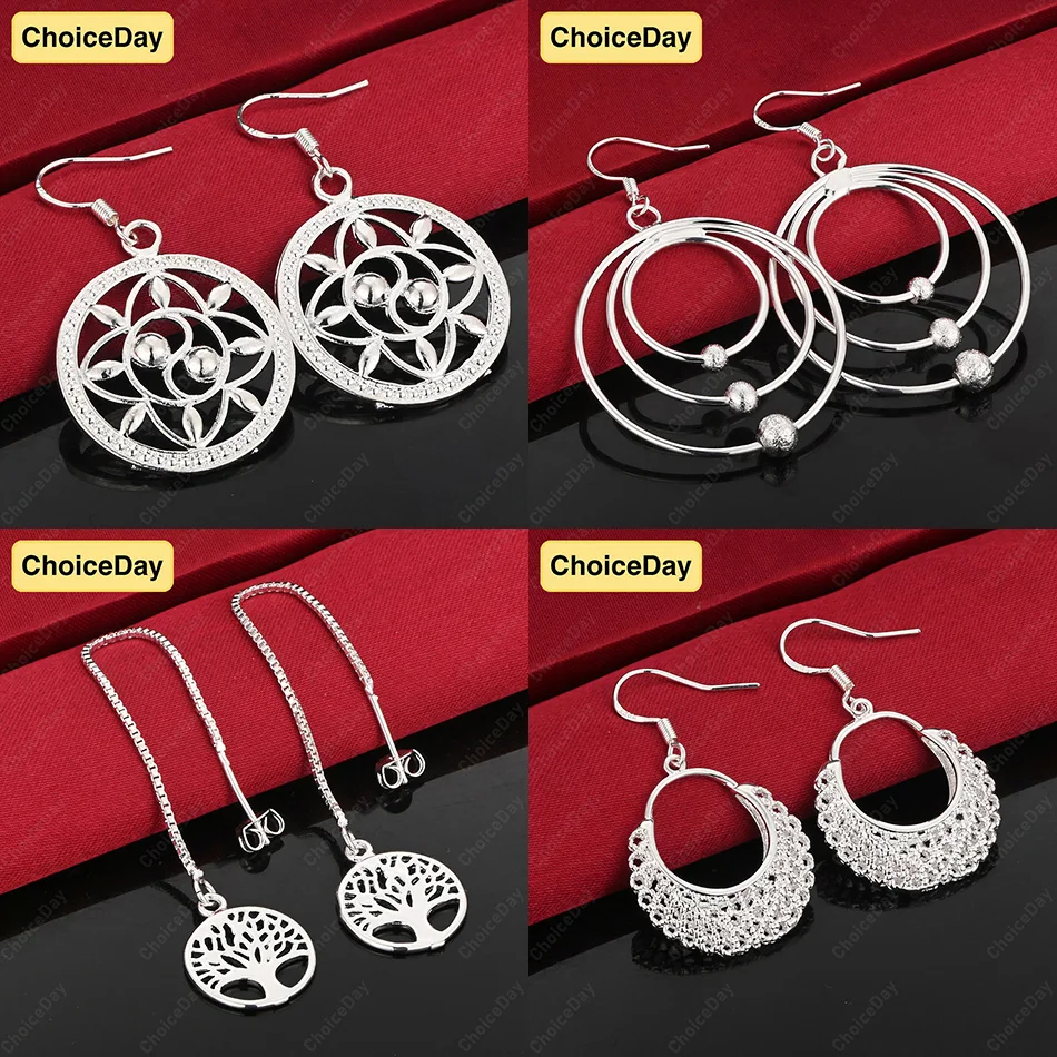 

ChoiceDay 925 Sterling Silver Delicate Tree Hollow Pendant Earrings Women Jewelry Gift Party Accessories