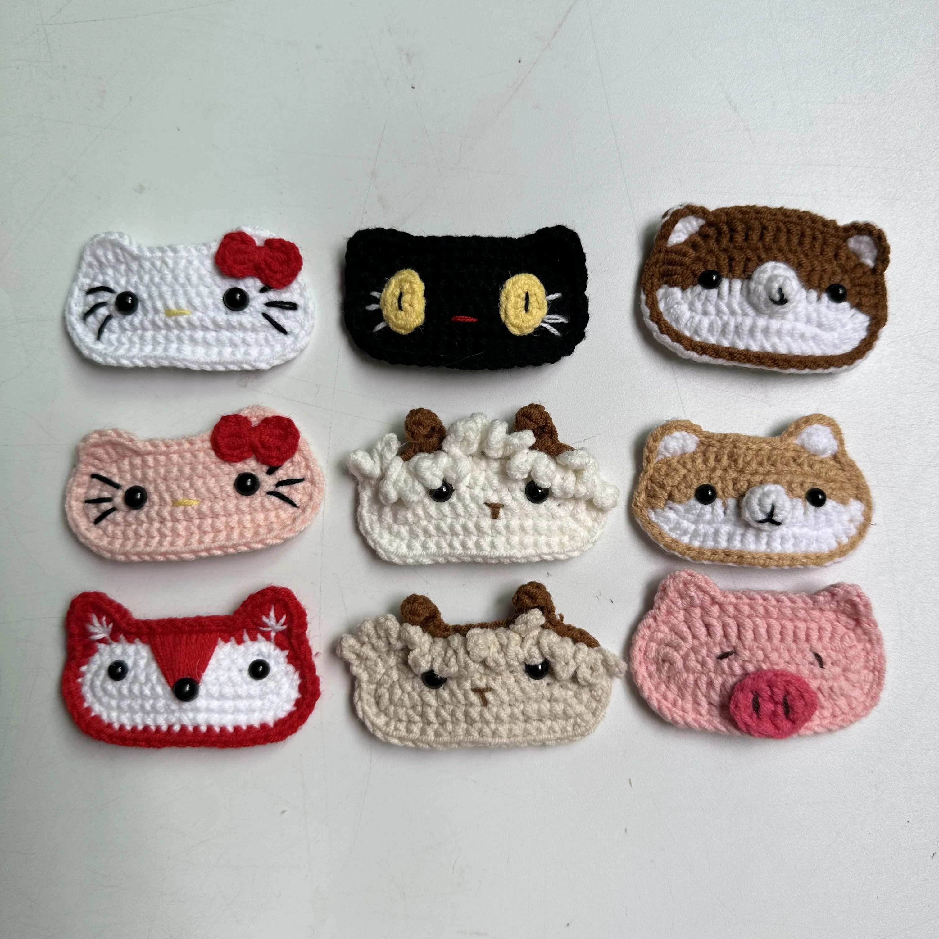 Hand woven crochet cat dog lamb pig animal wool BB clip hairpin cute girl child bang clip back of the head hair ornaments