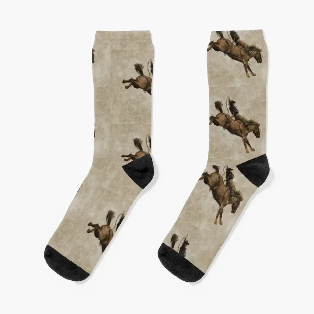 

Bucking Bronco Rodeo Cowboy Socks Running tennis Thermal man winter golf Men's Socks Women's