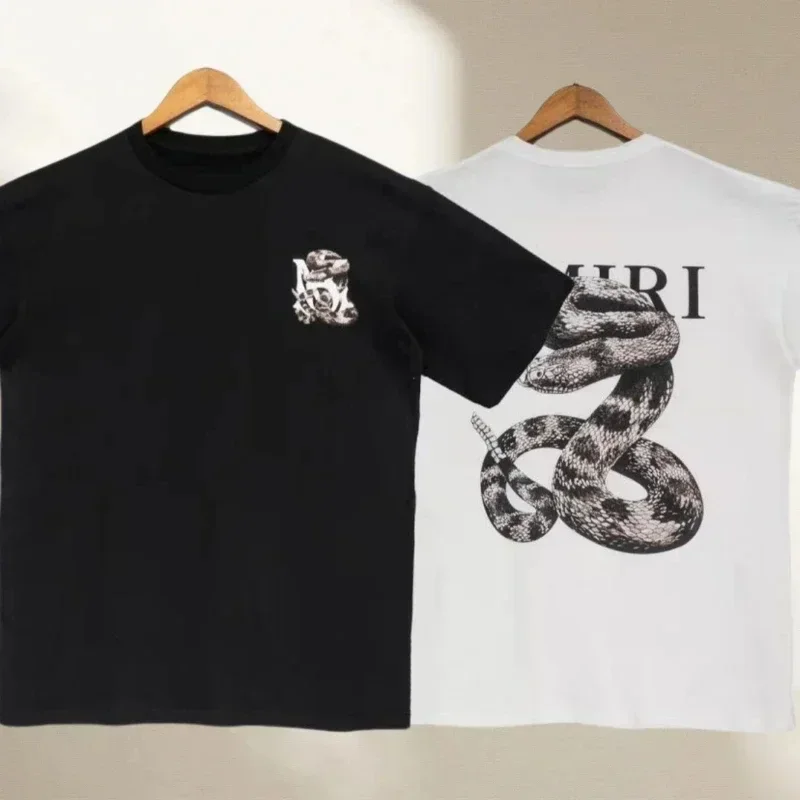

Spring and Summer Light Luxury Fashionable Loose Snake Men and Women Printed Short Sleeved Fashionable Casual Versatile T-shirt