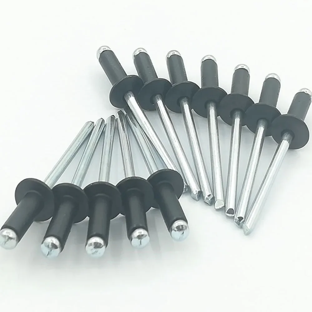 120PCS Black Aluminum Core Pull Rivets M2.4 M3.2 M4 Sizes for Decoration and Fastening