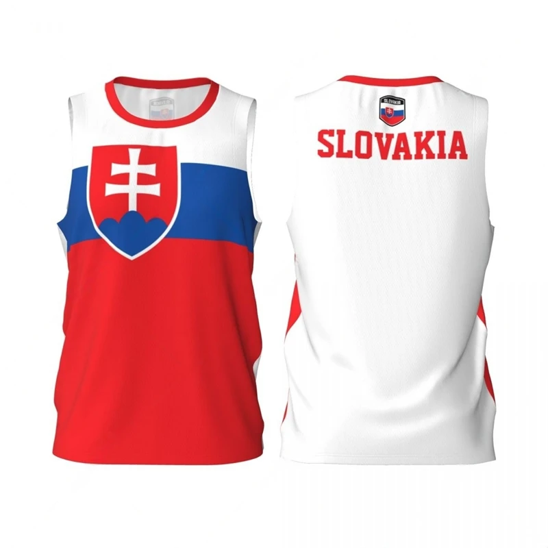 Slovakia Flag Basketball Jersey Fashion Casual 3D National Emblem Printed Sports T Shirt Loose Quick Dry Breathable Tees Tops