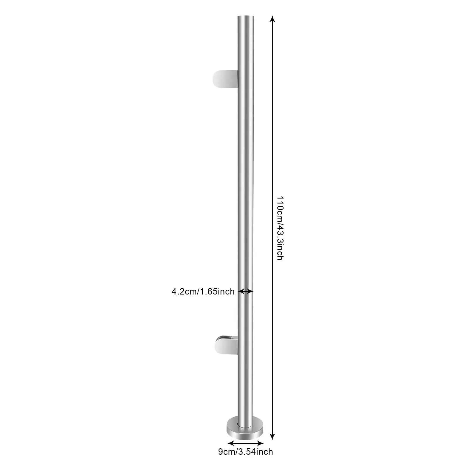 Glass Stair Railing Post System, 90Cm/35.43In Stainless Steel Middle Post Glass Balustrade Railing Post Indoor & Outdoor Guardra