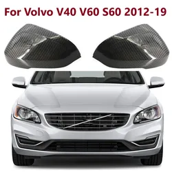 For Volvo V40 V60 S60 2012 - 2019 Pair Carbon Mirror Cover Replacement Style Carbon Fiber Rear View Mirror Cover Caps