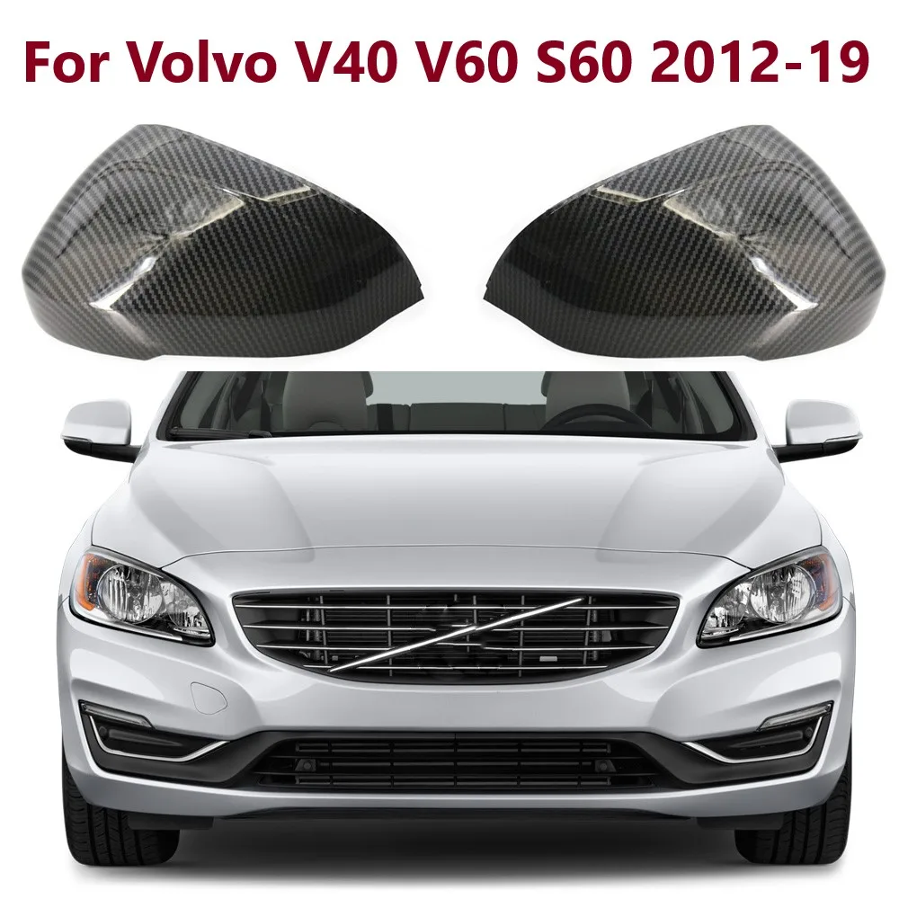 Dla Volvo V40 V60 S60 2012 - 2019 Para Wymiana osłony lusterka węglowego Styl Włókno węglowe Osłona lusterka wstecznego