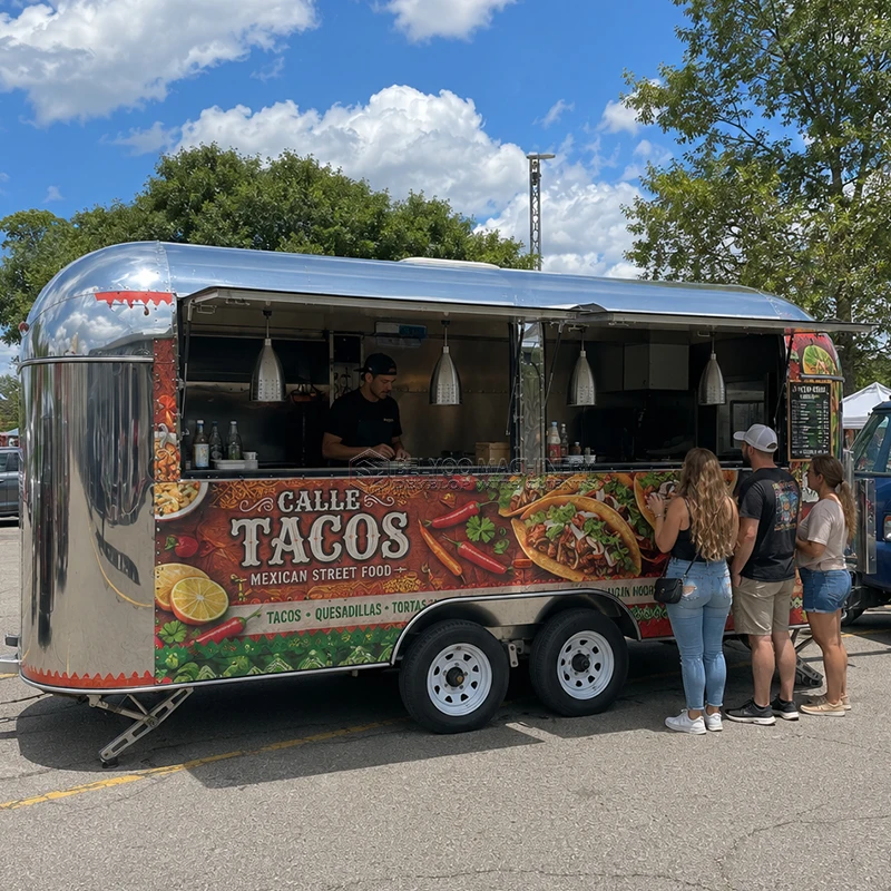 Belyoo Luxury Custom Food Truck Trailer Mobile Catering Trailer Commercial Kitchen Vehicle with Commercial Cooking Equipment