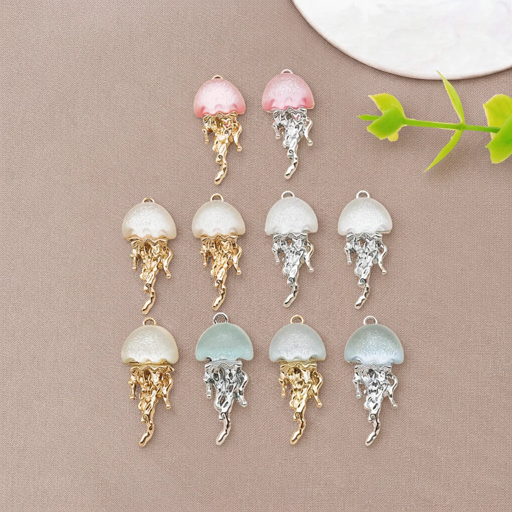 2/10pcs Marine Creatures Jellyfish Enamel Pendant Used For DIY Handmade Necklace Bracelet Earrings And Jewelry Making Accessorie