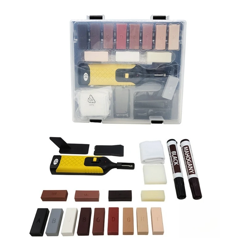 16&20Pcs Floor Repair Kit Wax Block Soldering Iron For Wood Ceramic Floor Dent Repair Tool