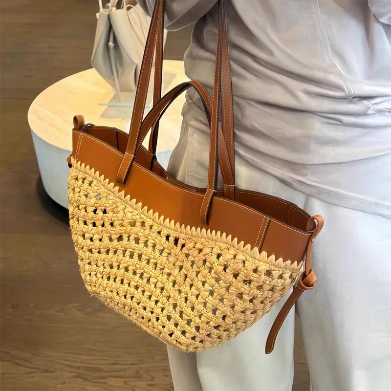 Borsa a spalla donna in paglia intrecciata borsa secchiello chic_voghion.com