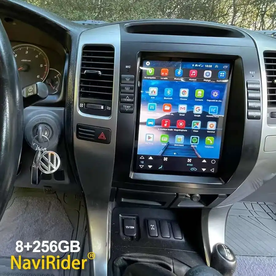 لتويوتا لاند كروزر برادو 120 لكزس GX470 أندرويد راديو السيارة مشغل وسائط متعددة Carplay GPS QLED شاشة تعمل باللمس الملاحة 10.4"