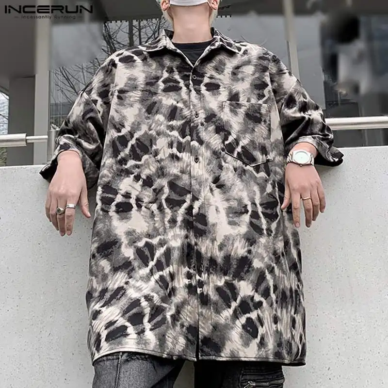 

Men Shirt Leopard Printing Lapel Short Sleeve Summer Loose Casual Men Clothing Streetwear 2024 Vacation Fashion Shirts INCERUN