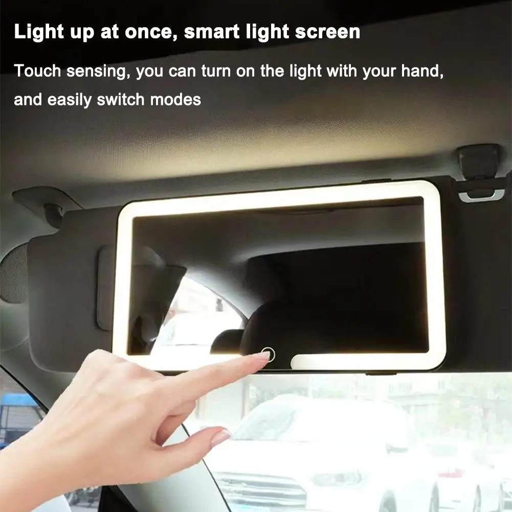 Car LED HD Mirror Makeup Mirror Three Gear Adjustment Sun Visor Plate Interior RearMirror Dimmable Auto Vanity Mirrors
