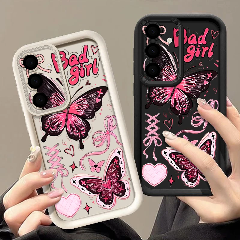 Rosa Schmetterling Bedruckte Handyhülle für Samsung Galaxy A57 A37 A27 A17 A56 A16 A36 A55 A15 A25 A26 A35 A54 A53 5G TPU Weiche Schutzhülle