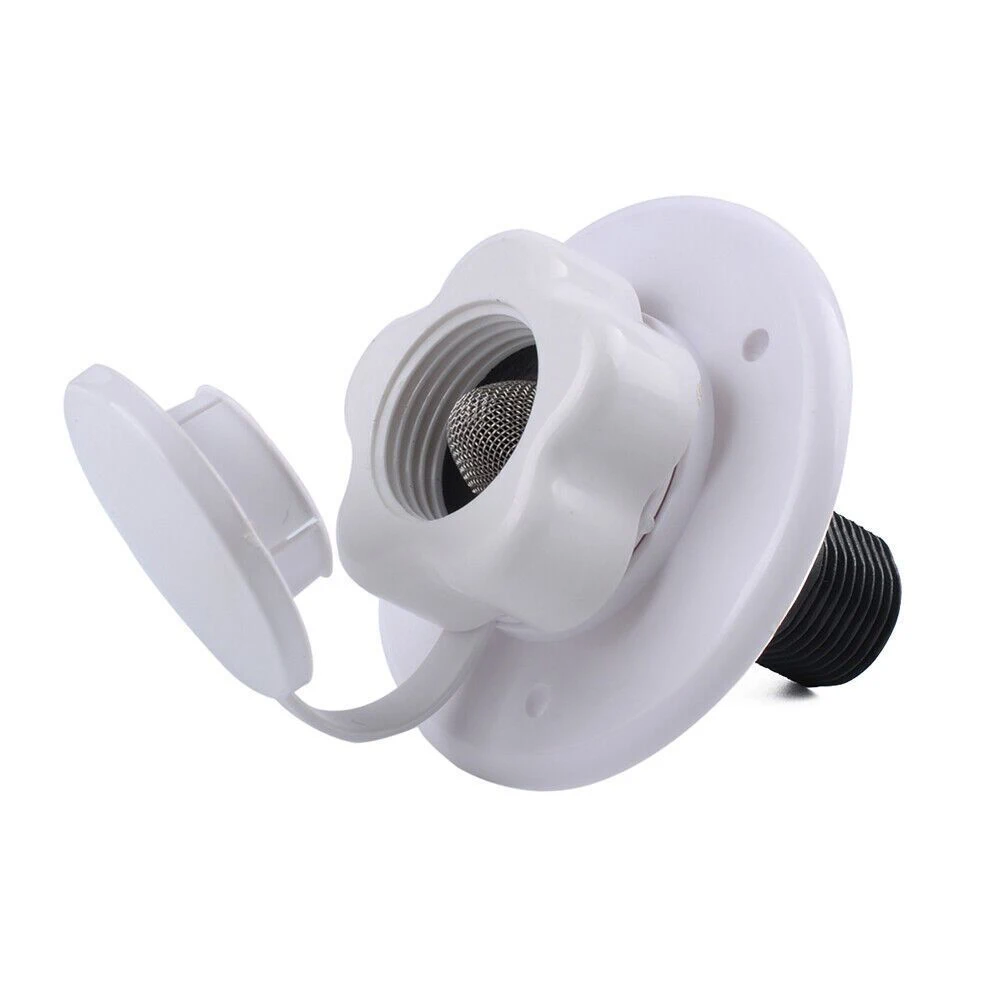 Secure Water Inlet for RVs Check Valve & 19mm Water Inlet Includes Stainless Steel Filter White Approx 3 Inch Length