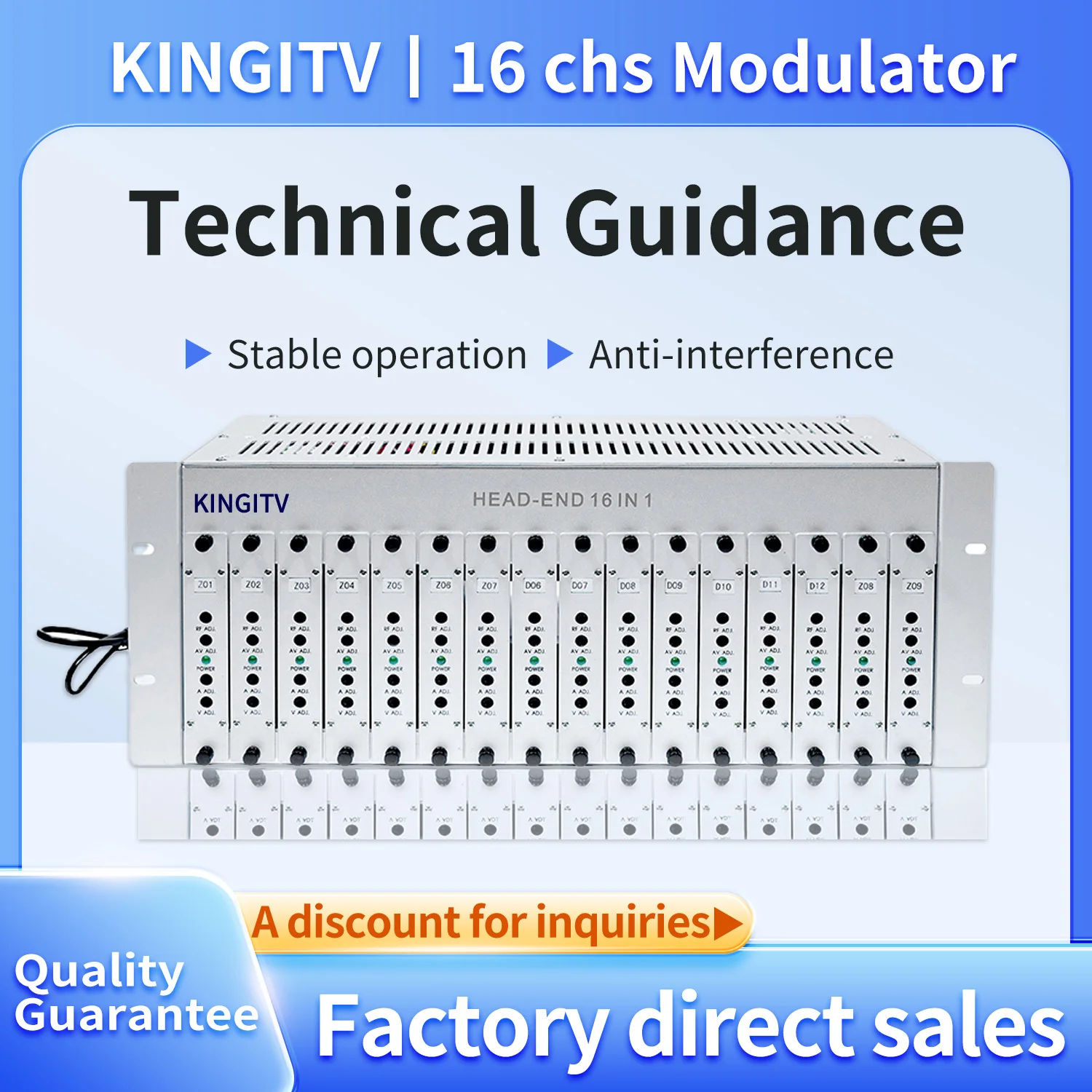 16 Channel Fixed Modulator AV Tv Hotel  Catv Amplifier Combiner CATV Digital Headend Modulator Rf Modulator