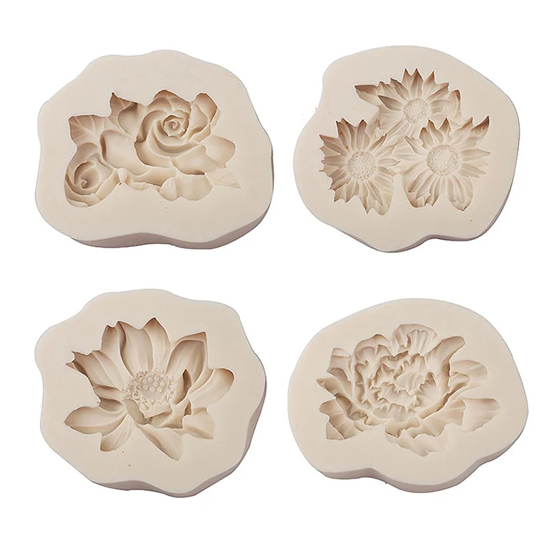 Peony Sunflower Lotus Silicone Molds Chinese Rose Flower Mould For Chocolate Candy Cupcake Fondant Mold Dessert Cake Decoration