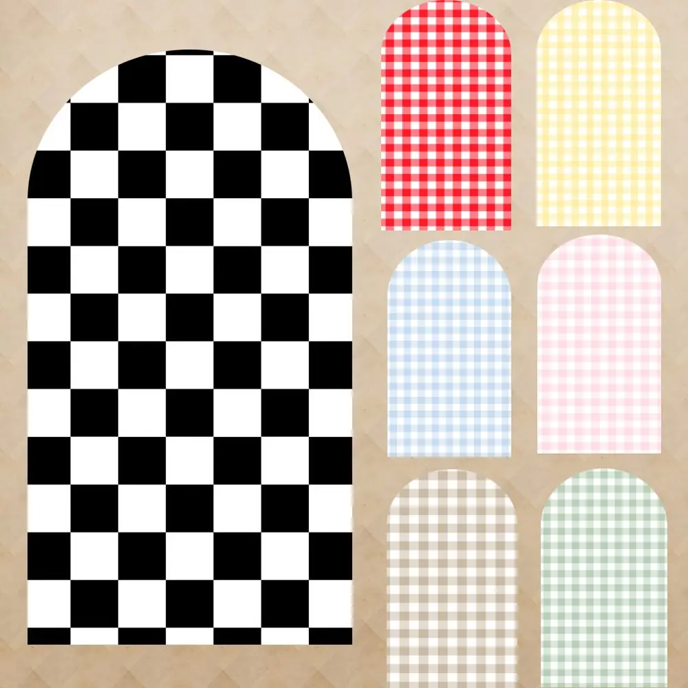 Housse de toile de fond à motif quadrillé bleu bébé et rose pour révélation du sexe, fête prénatale, décoration de fête, toile de fond photo d'anniversaire à carreaux noirs et blancs