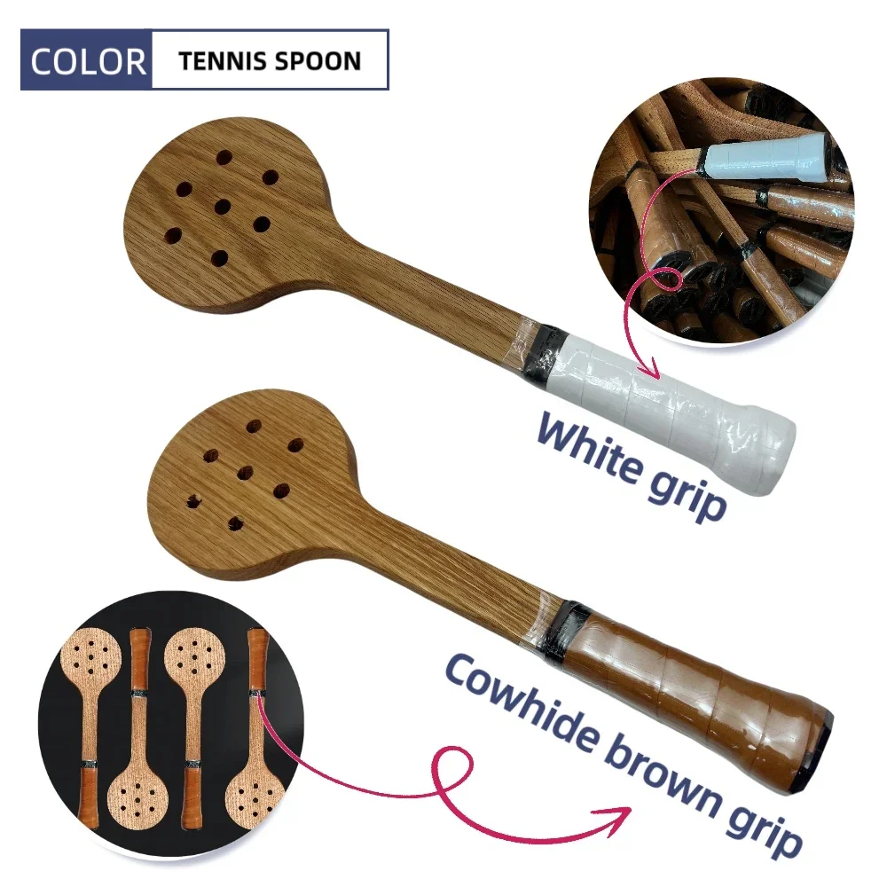 Wooden Tennis Spoon Tennis Racket Sweet Spot Trainer Tennis Training Aid Easy To Carry Grip Two-Color Optional
