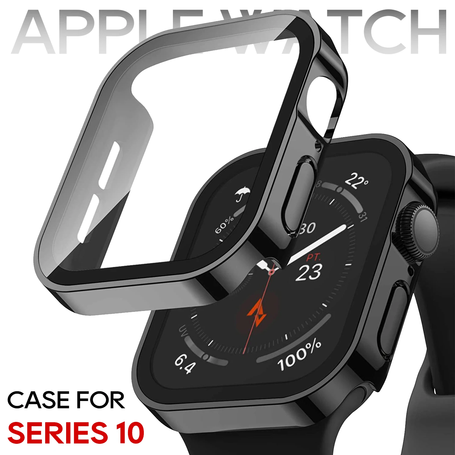 

Glass+Case for Apple Watch 10 46mm 42mm Ultra 49mm Straight Edge Screen Protector Cover iWatch Series 10 9 8 7 6 5 SE 45mm 44mm