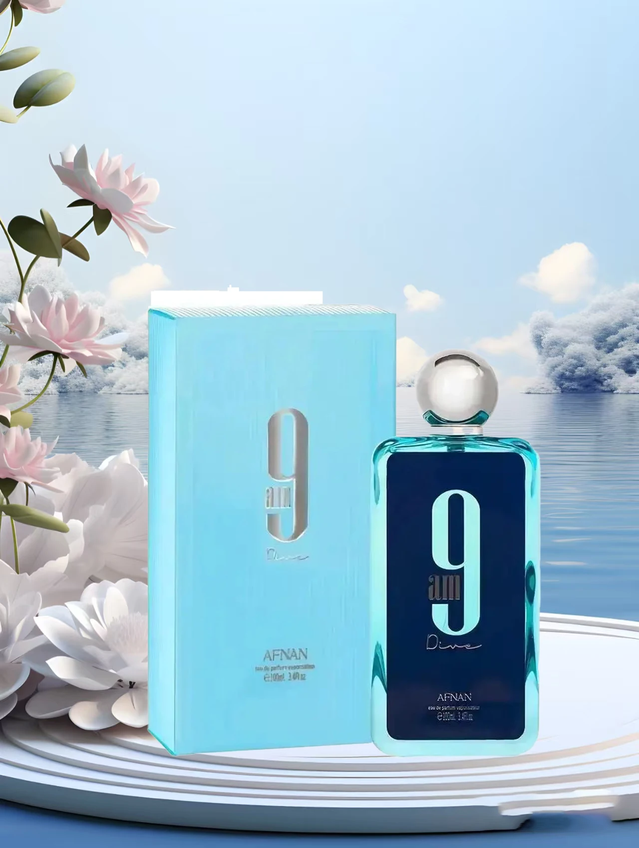 Spray eau de toilette unissex Afnan 9 AM Blue, 3,4 onças (100ml) Simples e atmosférico