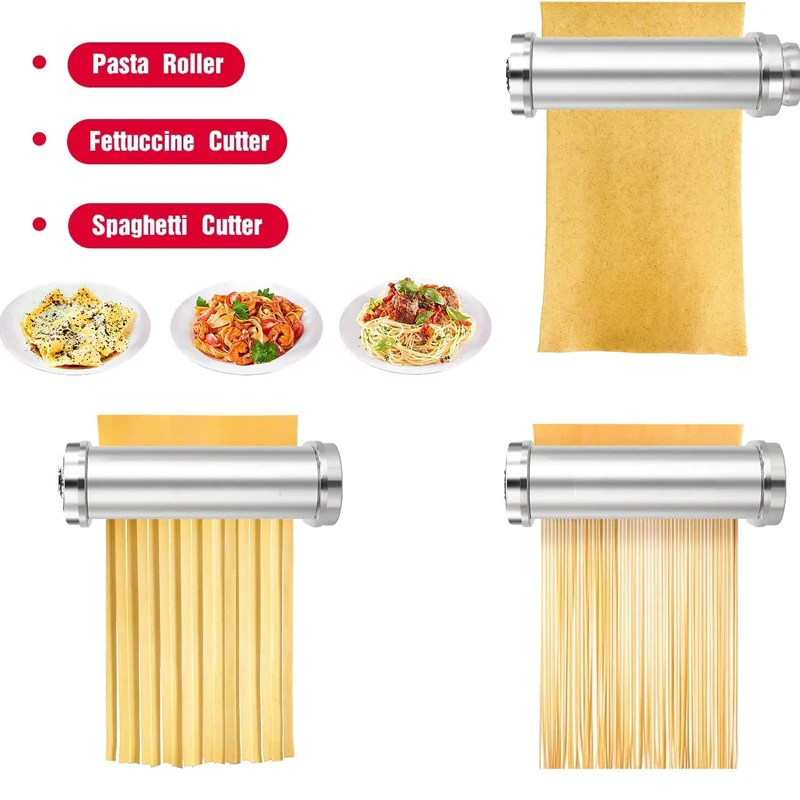 For KitchenAid Pasta Roller Fettuccine Spaghetti Cutter Set KitchenAid KA Washable Stand Stainless Mixers Spaghetti Maker Cutter