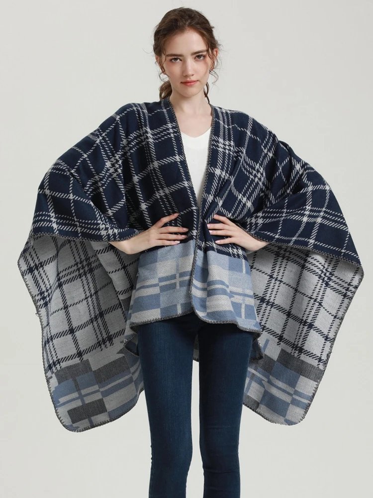 

2023 New Echarpe Hiver Luxe Cashmere Women Scarf Winter Plaid Poncho Femme Capa Para Mujer Pashmina Thick Big Blanket Wrap Shawl