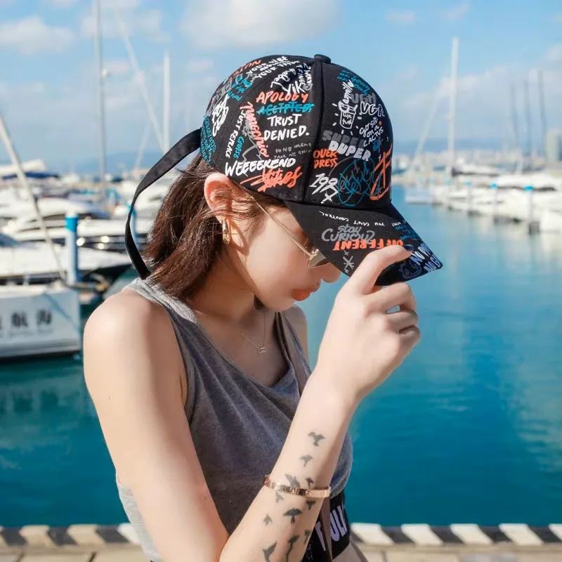 New Streetwear Kpop Graffiti Letter Men Women Baseball Hats Cotton Breathable Classic Personal Casual Sport Unisex Hip Hop Caps