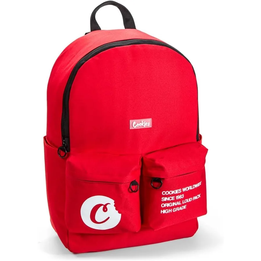 COOKIES Orion Canvas Backpack 22.8L Large Travel Backpack for Men and Women Carry-On Work Stylish and Spacious Bag - Red
