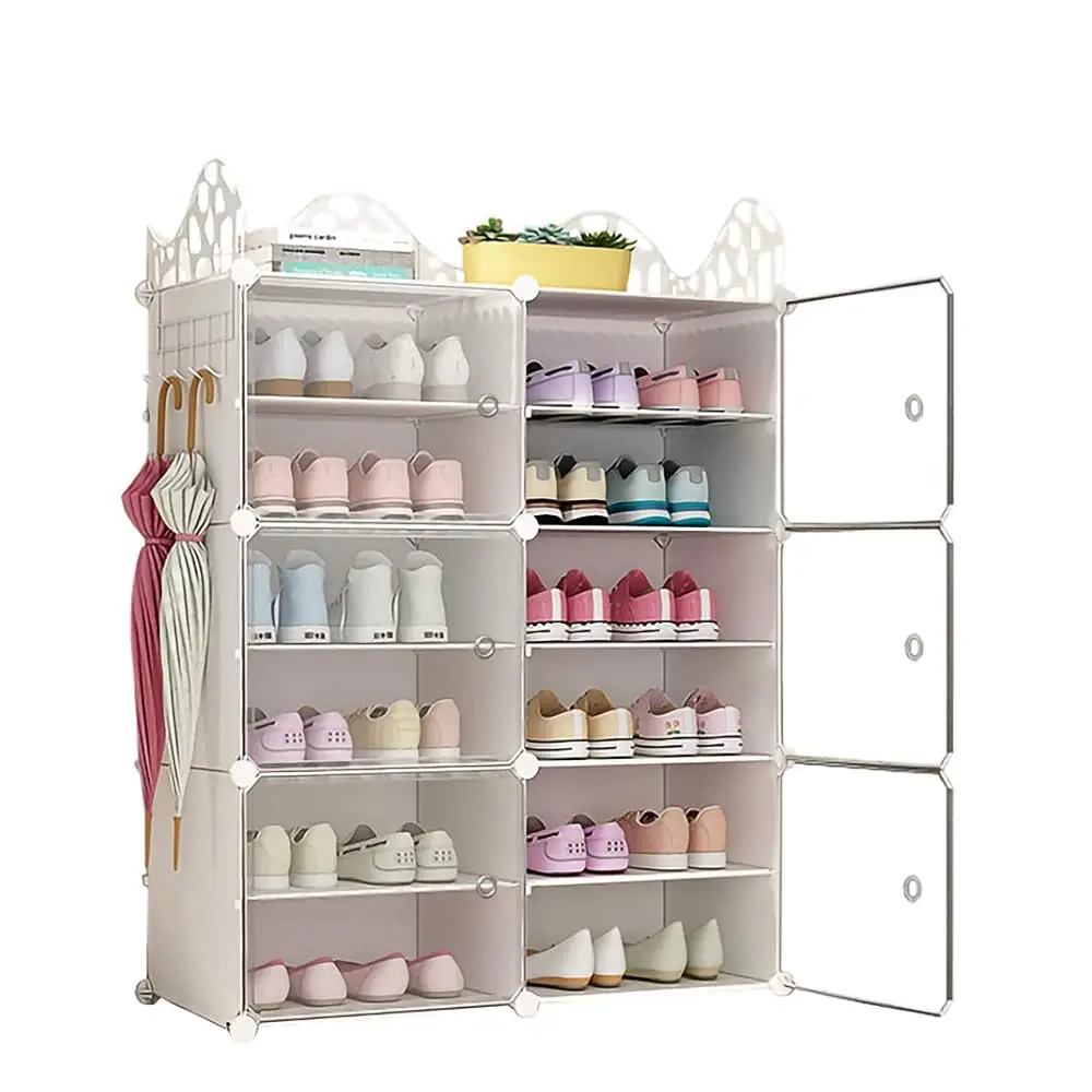 

6-Tiers Stackable 24-30 Pairs Freestanding Storage Cabinets With Adjustable Shelving,Withe Shoe Shelf Organizer For Bedroom,