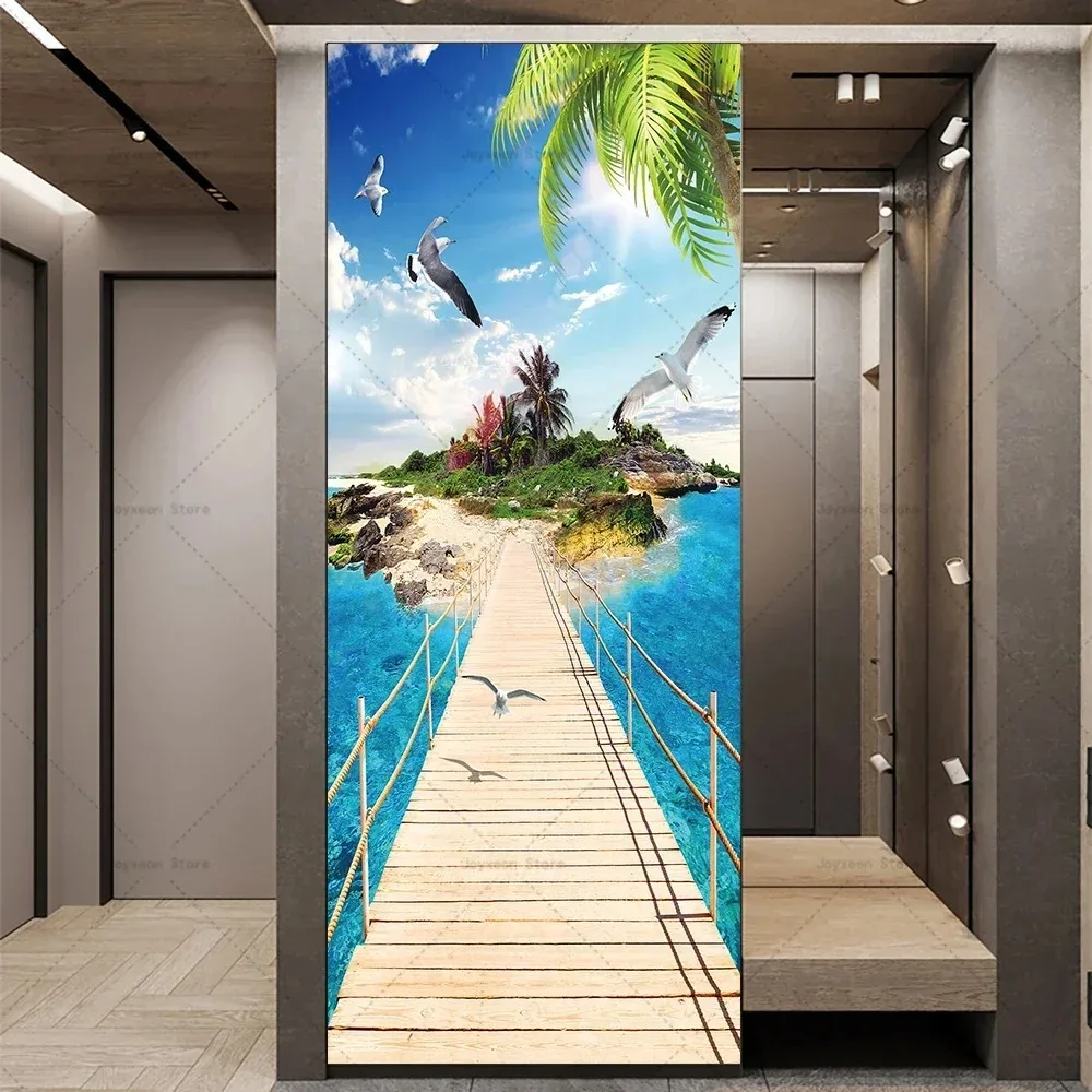 Scenery Door Stickers Waterproof Self Adhesive Nature Landscape Wall Art Decor Door Stickers PVC