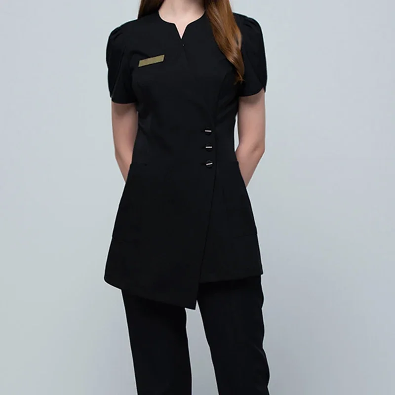 Uniformes de salon de beauté pour femmes, spa, sauna, massage, réceptionnistes féminines, ensembles de vêtements de travail, vêtements de travail pour technicien de bain de pieds