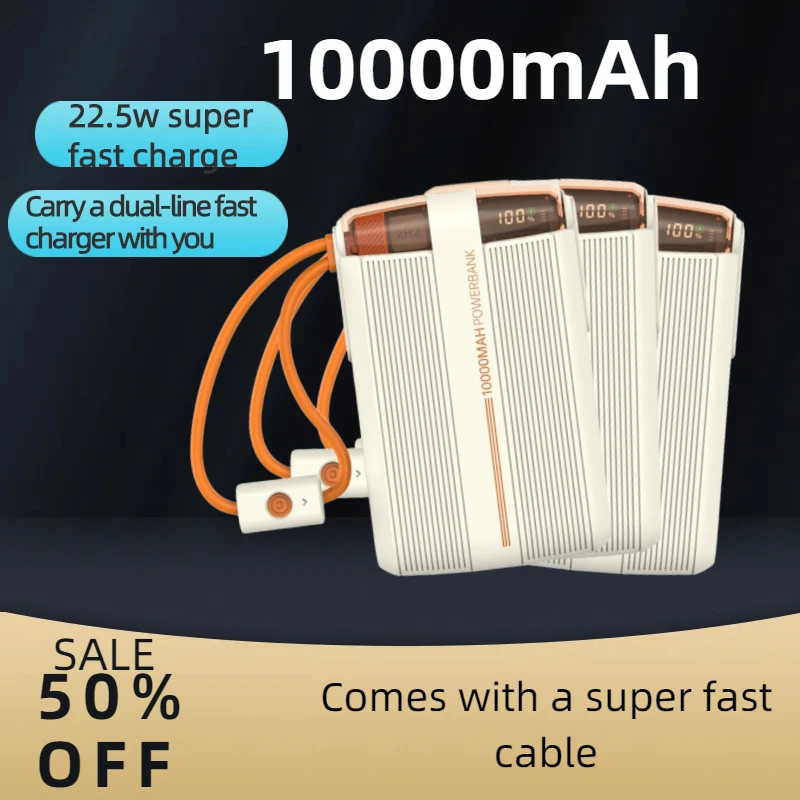 

Новый аккумулятор емкостью 10000 мАч: быстрая зарядка, цифровой дисплей и кабель мощностью 22,5 Вт. Маленький портативный телефон. Powerbank