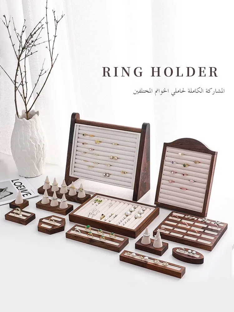 

Walnut Jewelry Ring Display Stand Earring Ring owcase Creative Props Photoaphy Jewelry Accories Stall Selling