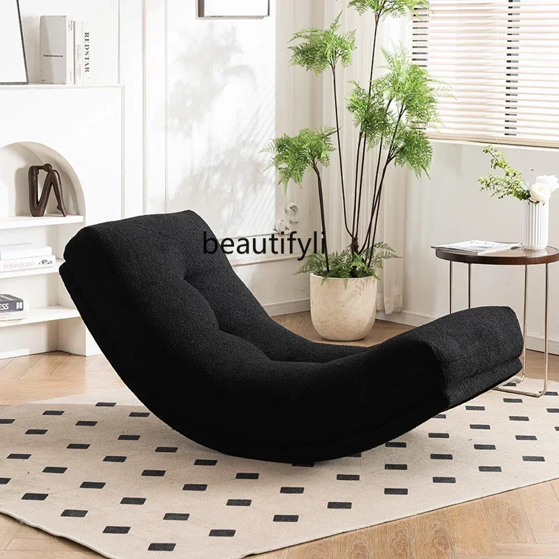 

Moon rocking chair Leather lazy sofa reclining and sleeping Balcony reclining rocking chair, single leisure chair