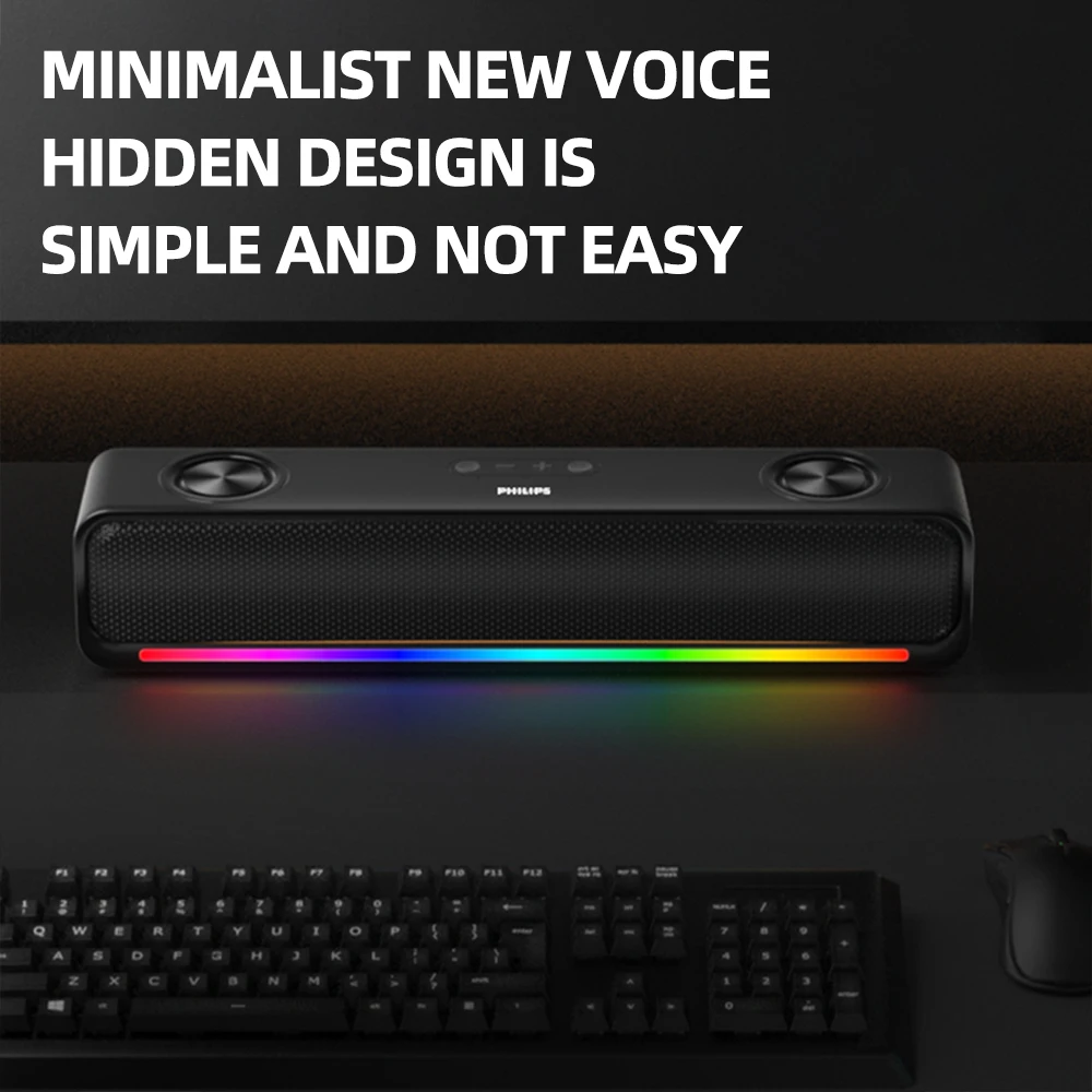 فيليبس SPA6209 الوسائط المتعددة سطح المكتب المتكلم اللاسلكي 5.3 مزدوج القرن RGB الألعاب الموسيقى مكبرات الصوت للكمبيوتر ماك بوك المحمول