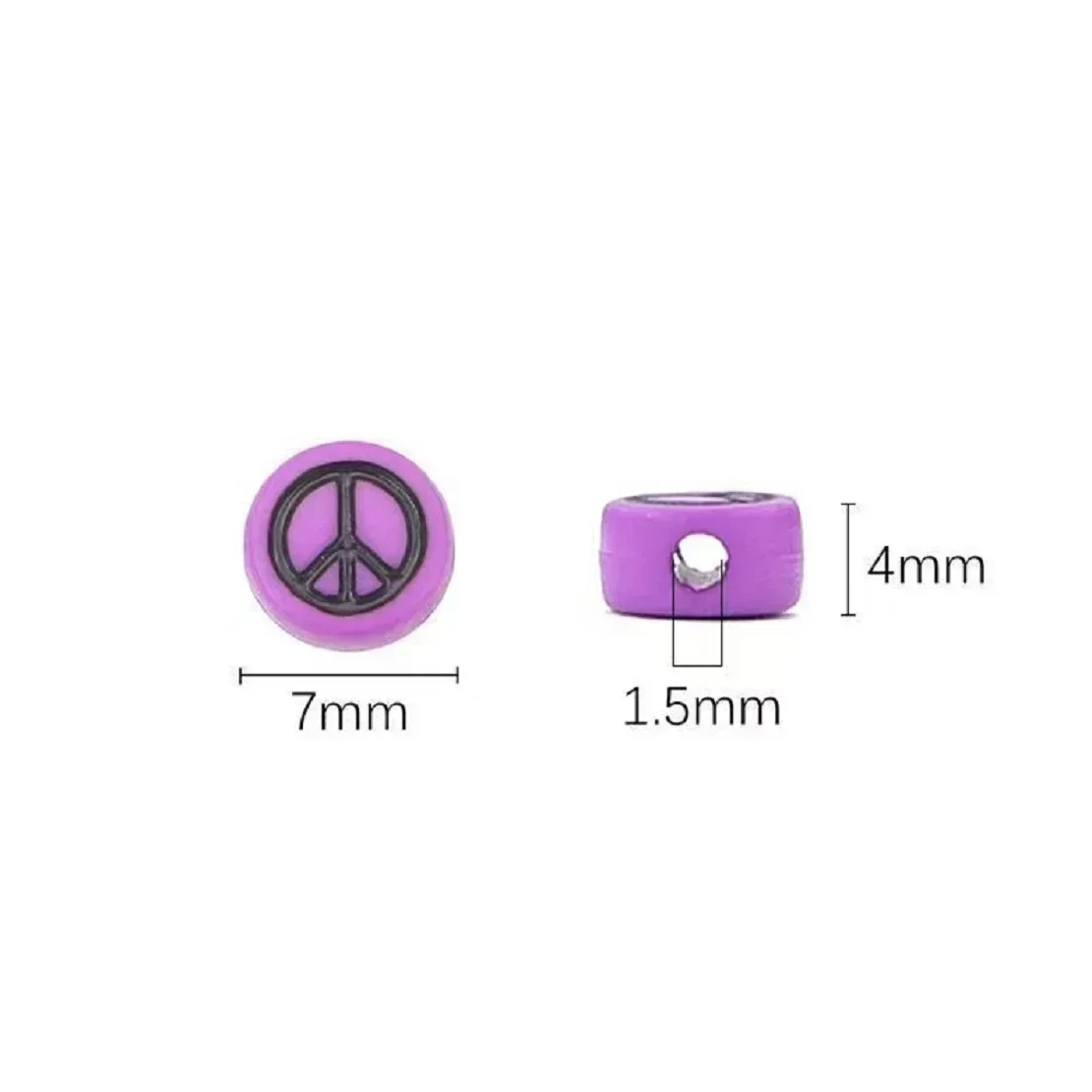 100-500PCS Acrylic Colorful Peace Sign Bead Round Flat Spacer Bead for DIY Jewelry Making Bracelet Necklace Handmade Accessories