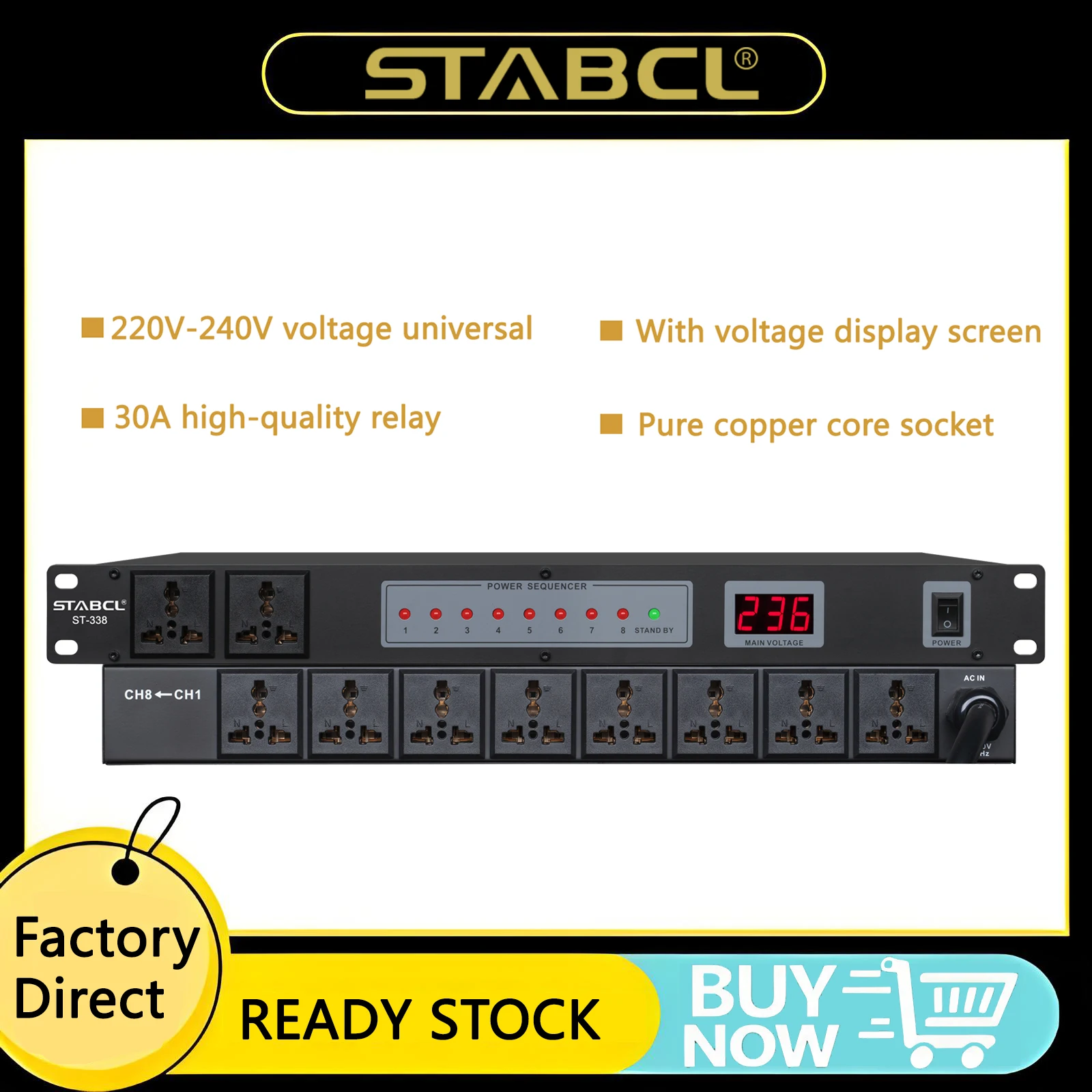 

ST-338 power supply sequence controller 8 channel Sequencer Conditioner Pro Audio Power Supply Controller