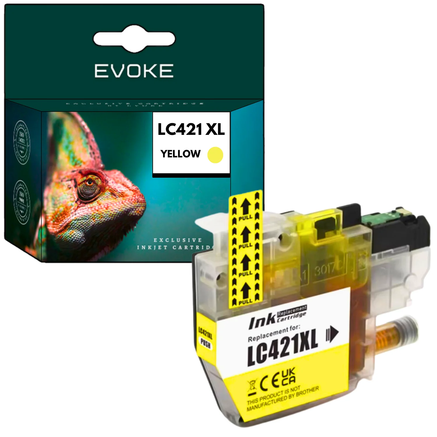 Evoke compatibele inkt voor Brother Lc-421Xly Lc421Xly Lc-421Xl Lc421Xl Lc-421 Lc421 Geel 10 ml 500 pagina's Dcp-J1050Dw Dcp-J1140Dw Mfc-J1010Dw