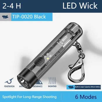 Linterna transparente Mini llavero linterna portátil recargable superbrillante para exteriores