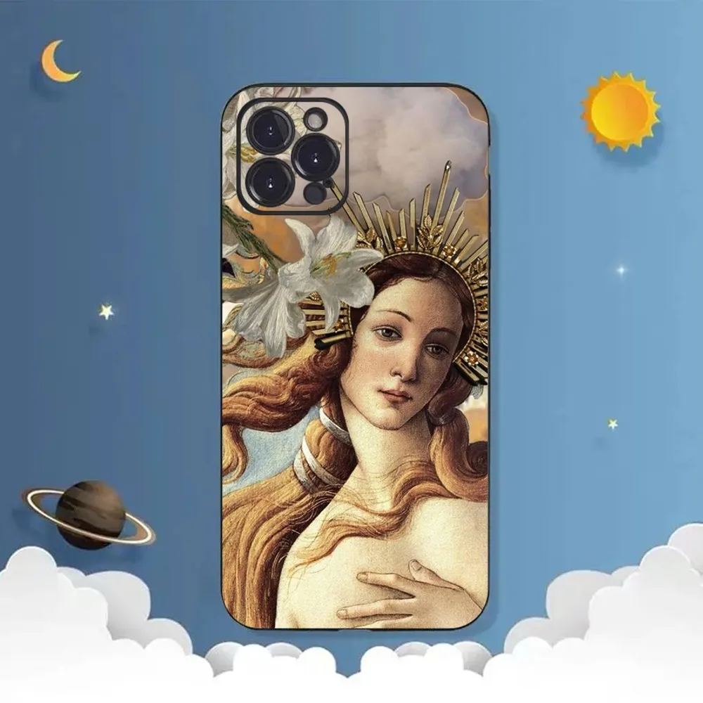 Paintings The Birth Of Venus Phone Case For iPhone 15,14,13,12,11 Plus,Pro,Max,XR,XS,X,7,8 Plus,SE,Mini Silicone Soft Cover