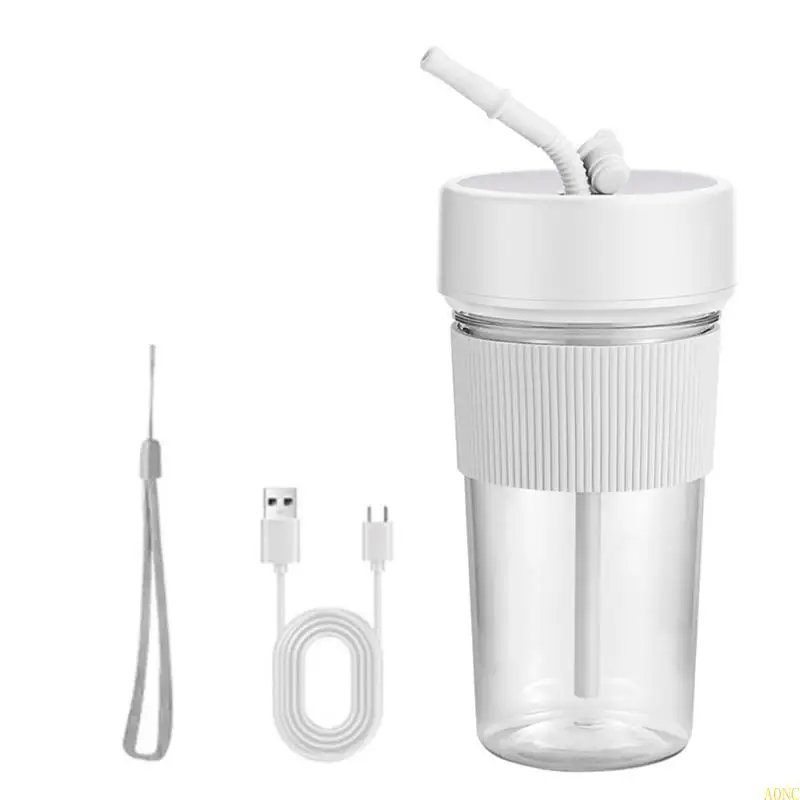 A0NC小型USB充電式ブレンダーフルーツジューサーストローフルーツミキサーポータブルブレンダーPPとフルーツジュース用PC材料