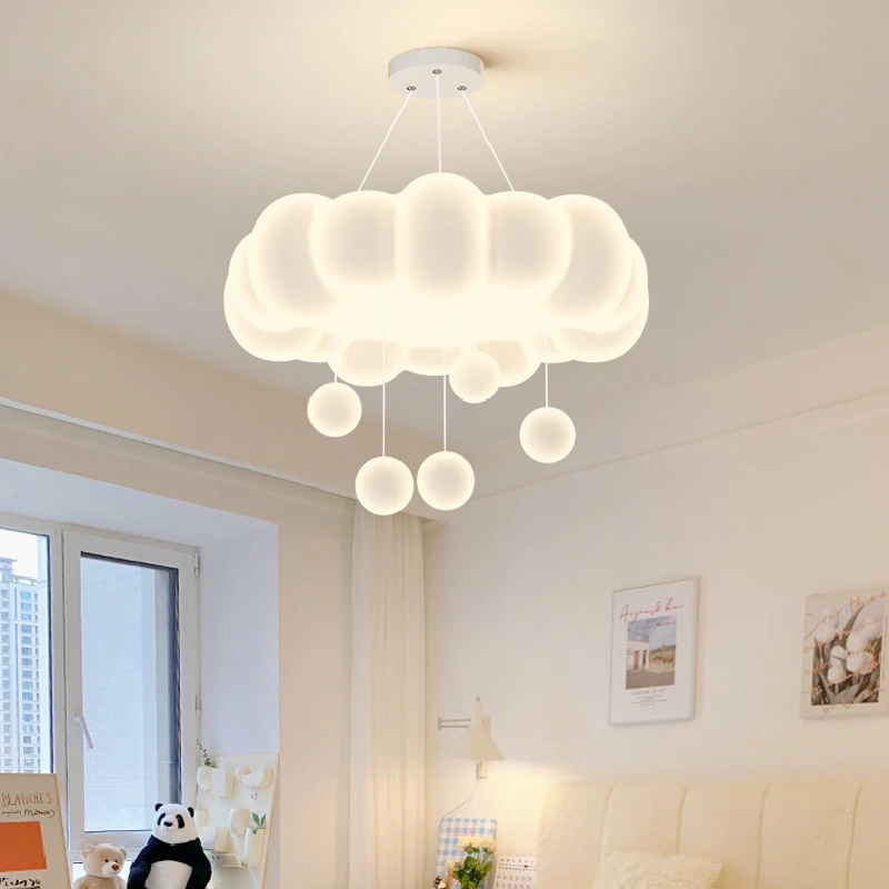 Modern Children\'s Room Chandeliers Romantic Cloud Lamps LED Minimalist Warm Boy Girl Bedroom Decor Chandelier Indoor Lighting