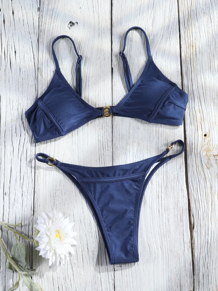 Traje de baño de dos piezas Miyouj Push Up, bikinis lisos 2026, traje de baño sexy de corte triangular, trajes de baño de tiro bajo, traje de baño de corte alto