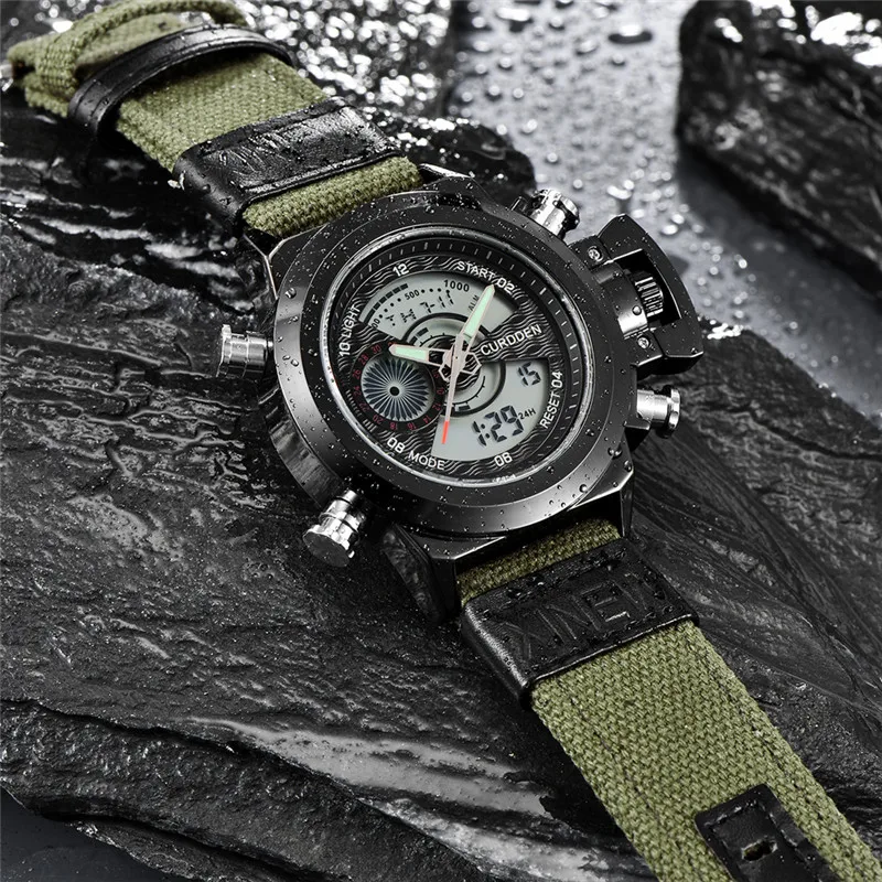 Men Genuine CURDDEN Brand 7166 Dual Time Watches Students Fashion Nylon Band Date Quartz Wrist Watch Reloj Hombre Relogio 2025