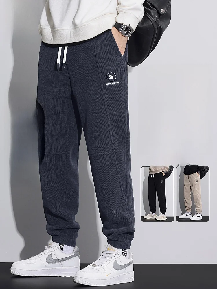 

Thiened Fce Men's Autumn Winter Casual Pants Loose Cuffed Winter Corduroy Sweatpants Youth Faion Brand Harlan Pants