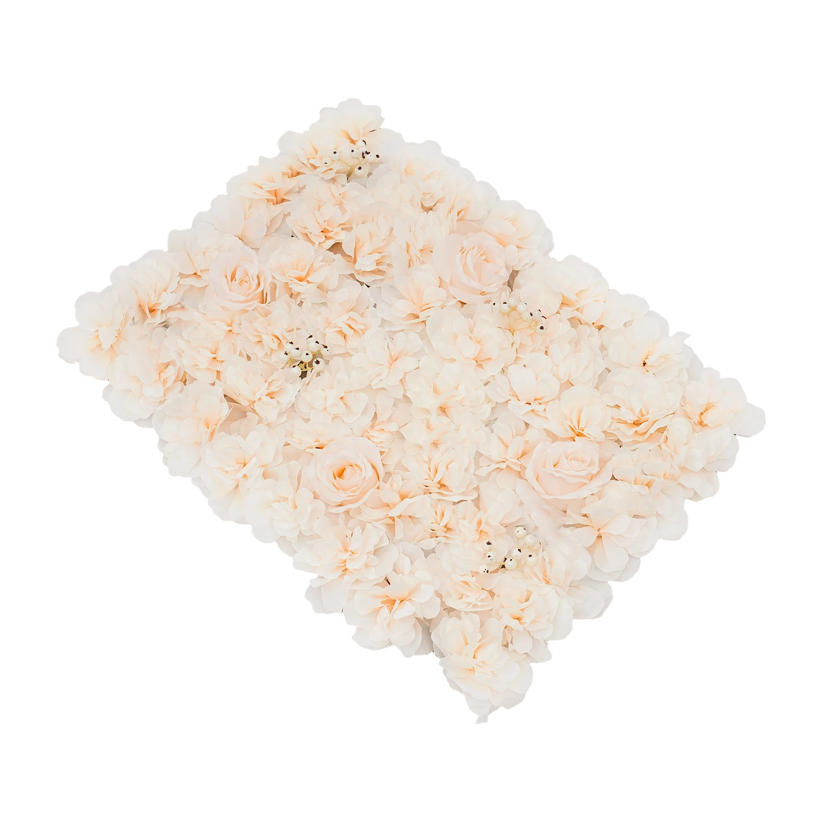6-teiliges Set Pflanzen-Blumen-Wand Bestickte Kugel Künstliche Blumenwand-Platte Weiß Frucht+Hell-Champagner Prachtvolle Rose – Detail 15