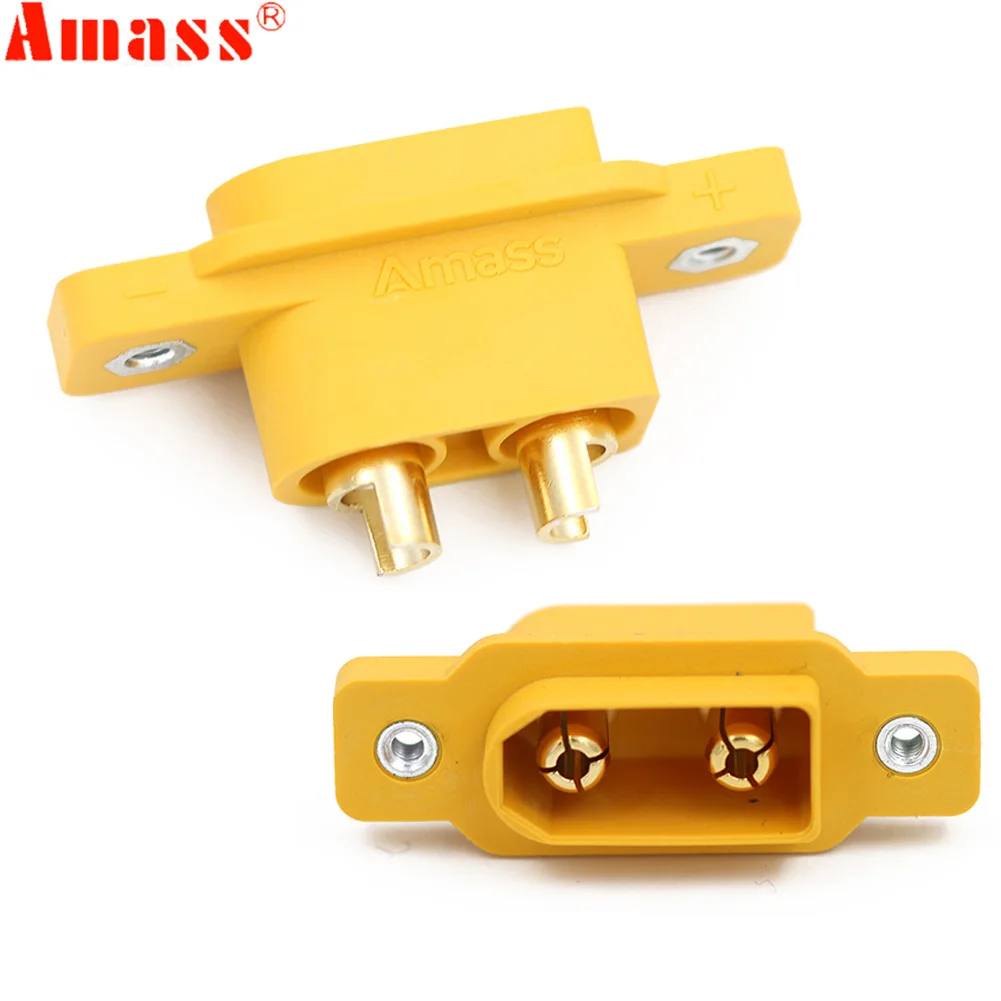 1 / 2 / 5 /10Pcs AMASS XT90NE พร้อม M2.5 Nut แผงฝัง W/ที่นั่งคงที่สำหรับ rc เครื่องบินรุ่น Connector XT90NE-M XT90E-M